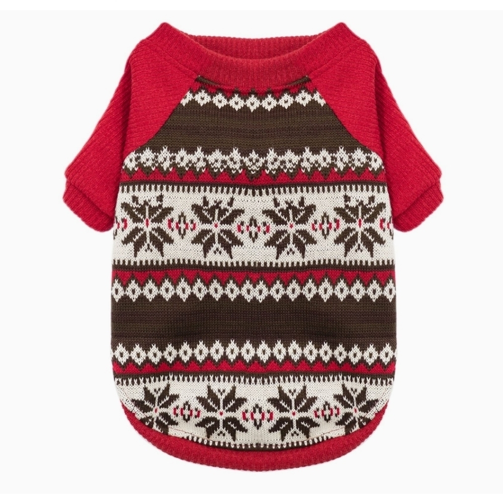 cyeollo Christmas Snowflake Ugly Xmas Dog Sweaters with Fleece Lining Size L